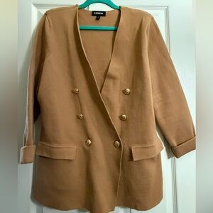 Express Camel Sweater Blazer with Gold Buttons